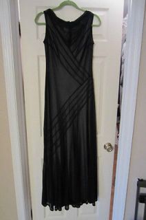 CACHE Dress S BLACK LONG COCKTAIL FORMAL SHEER PANELS WORN ONCE
