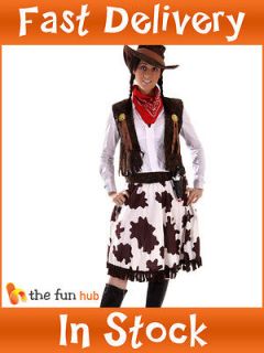 Sexy Ladies Cowgirl Cowboy Fancy Dress Costume Wild West Outfit 10 12