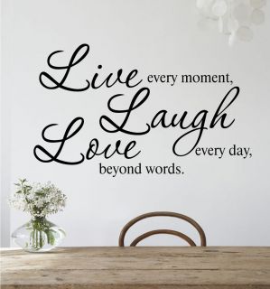LIVE ~ LAUGH ~ LOVE Removable Wall Art Quote Vinyl Decal Sticker
