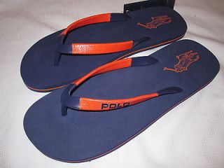 Mena Ralph Lauren Canby Blue Orange Flip Flops Sandals Sz 9, 10, 11