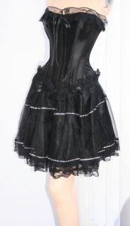 Black Corset+Skirt Lolita Burlesque Prom Formal Lace Costume Victorian
