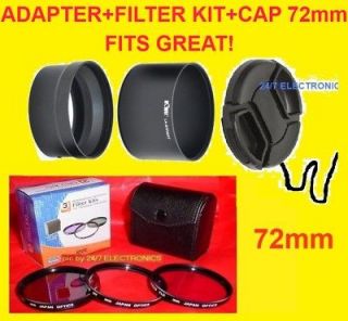 CAMERA LENS ADAPTER+FILTER KIT+CAP 72mm for FUJI S3200 S3280 S4000