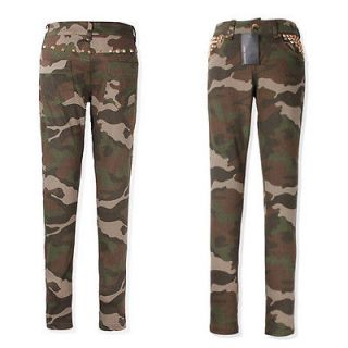 Women Camouflage Skinny Jeans Tights Camo Print Trousers Zip Up Cool