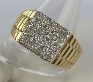 Rolex Design 0.5 Carat Diamond & 9ct Yellow Gold Mens Ring