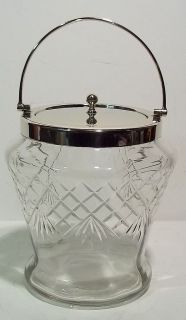 Vintage Crosshatched Ice Bucket w/hinged Handle