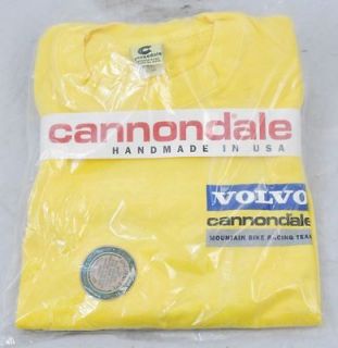Cannondale Volvo Mountain Bike Team Bicycle T Shirt XL Yellow USA Made