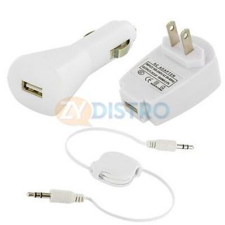 White 2X Charger Adapters+Aux Cable for iPod Touch 5th 4th Gen 5G