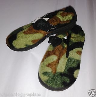 NEWwTags Boys Girls Army Green Camo Boiled Wool Slippers House Shoes