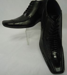 Stylish Black Half Boot Boots Faux Leather & Croco Alberto Fellini