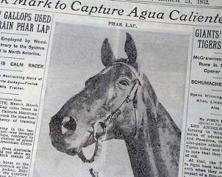 Australian Racehorse Wins at AGUA CALIENTE HANDICAP 1932 Old Newspaper