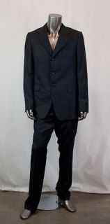 GUCCI Mens Black Pinstriped Three Button Suit