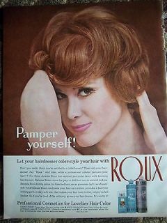 1966 Vintage ROUX and FANCIFUL Hair Color Redhead Pamper Yourself Ad