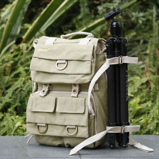 SD02 Canvas DSLR Camera Bag Backpack Laptop Rucksack For Canon Sony