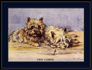 English Picture Print Cairn Terrier Puppy Dog Duo Art