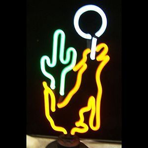 Coyote Moon Cactus Neon Sculpture