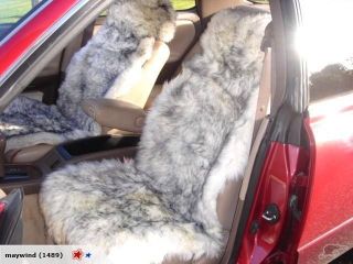 Pair Grey Tipped Sheepskin Car Seat Covers Cover MoreColors