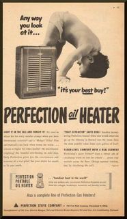 1950 magazine ad for Perfection Oil Heater, Perfection Stove Company