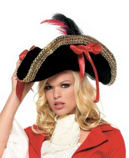 Womens Swashbuckler Pirate Hat One Size Black/Red Leg Avenue 2098