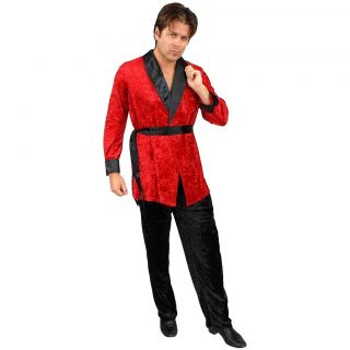 Red Smoking Jacket Adult Mens Playboy Bachelor Halloween Costume Std