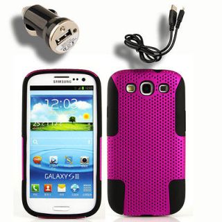 Case+Car Charger for Samsung Galaxy S 3 III A Cover Skin Holster Black