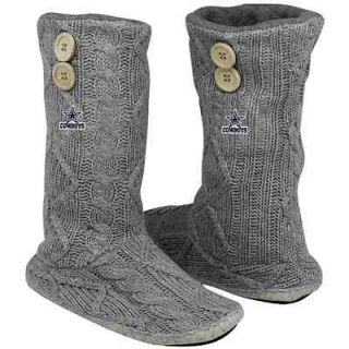Dallas Cowboys Womens Two Button Cable Knit Boots   Gray   7/8