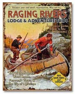 Tin Metal Sign   Raging Rivers Lodge Adventure Canoeing Trips #1869