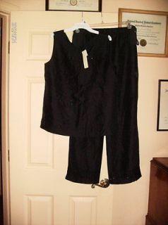 NWT MIMI MATERNITY PANT SUIT OUTFIT TANK BEADED SILK BLACK MED.
