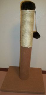 Brown W Dark Brown Top Cat Sisal Scratching Post With Rope & Ball