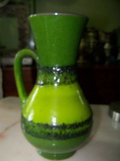 Carstens?W.German Germany Ceramic LAVA Green Mid Century 1 Handle Vase