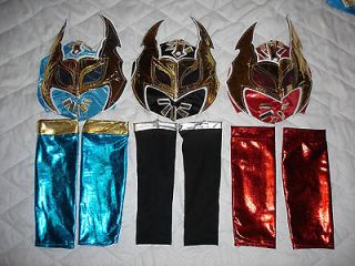 SIN CARA FANCY DRESS UP COSTUME OUTFIT BLUE RED BLACK MASK SLEEVES WWE