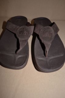 Womens FITFLOP Sandals Size 11 Brown Suede Oasis Flip Flop Shoes