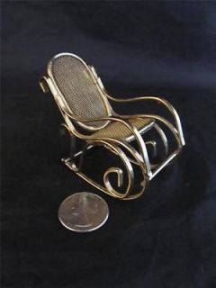 Doll House Furniture Brass Bentwood Rocking Chair Miniature Vtg