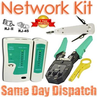 Network LAN Kit RJ45 CAT5E RJ11 PC Cable Tester Crimping Crimper Punch