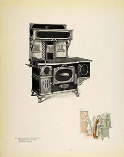 1913 Print Vintage Antique Cast Iron Cook Stove Kitchen   ORIGINAL