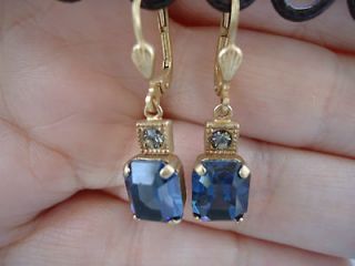 CATHERINE POPESCO Beautiful Midnight Blue Swarovski Crystal earrings 1