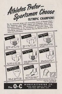 Vintage 1950 OLYMPIC CHAMPION ATHLETIC SUPPORTER JOCK STRAP Print Ad