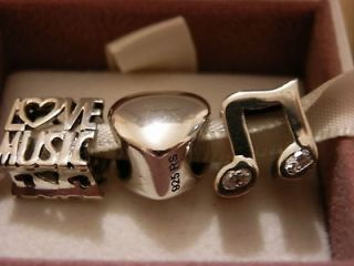 AUTHENTIC 925 SOLID SILVER MUSIC & HEART RHONA SUTTON CHARMS X 3