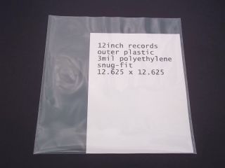 12inch Record   OUTER SLEEVES   SNUG FIT   3mil PLASTIC   12 lp vinyl