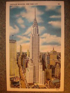 Vtg Antique Collectible Postcard 50 Chrysler Building New York City