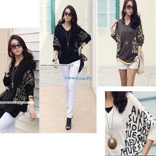Womens Fashion Batwing Loose Tops Casual Dolman V neck Blouse T Shirt