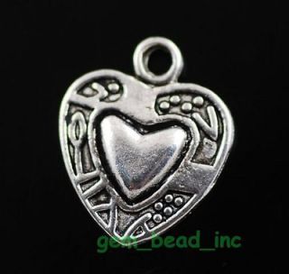 Tibetan Silver Style Heart Charms Pendants Finding 15x12.5mm C222