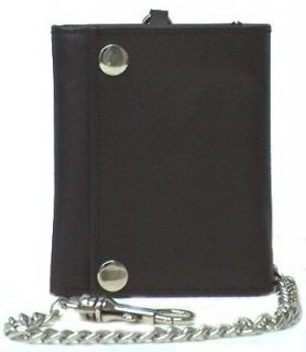 Mens Tri fold Genuine Leather Wallet with Chain # 4675