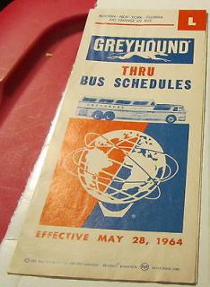 1964 New York Worlds Fair Greyhound Bus Schedule L Timetable Boston