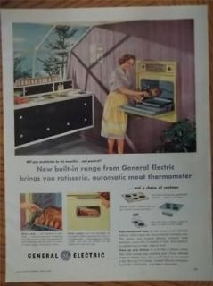 1958 General Electric Built in Range Stove Oven Art Photo Vintage