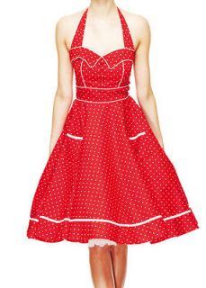 HELL BUNNY Olivie ~ Red Rockabilly 50s Polka Dot Dress ~ Psychobilly