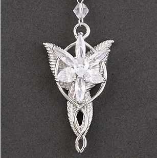White Gold Plated LORD of Rings LOTR Necklace Pendant Evenstar Jewelry