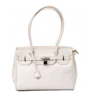 Georgios Lacona Italian Leather Handbag   Made in Italy   WHITE