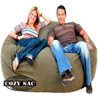 COZY SAC CHAIR OLIVE SUEDE BEAN BAG LOVE SEAT SACK