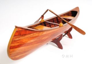Handcrafted Wooden 24 Rushton Indian Girl Canoe Model Built Boat NEW