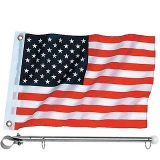 12 x 18 United States / American Rail Mount Flag Kit for Boats   Flag
